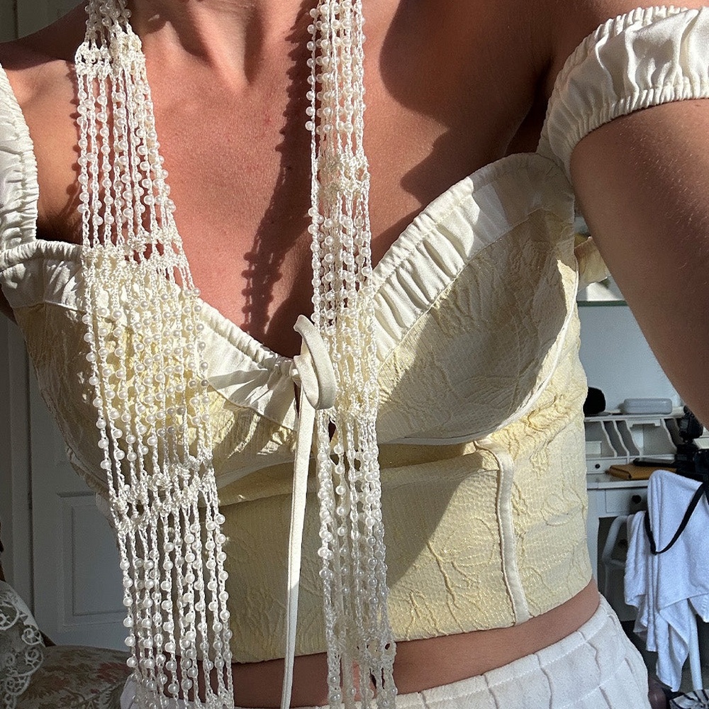 12th Tribe Ellie Baby Yellow Corset Top Size L